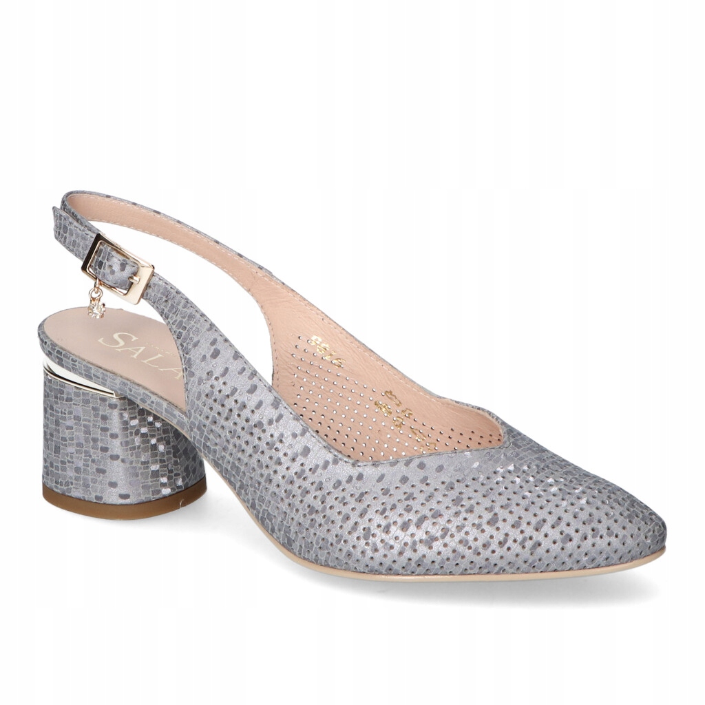 Elegantní šedé sandály na pohodlném podpatku, velikost 36