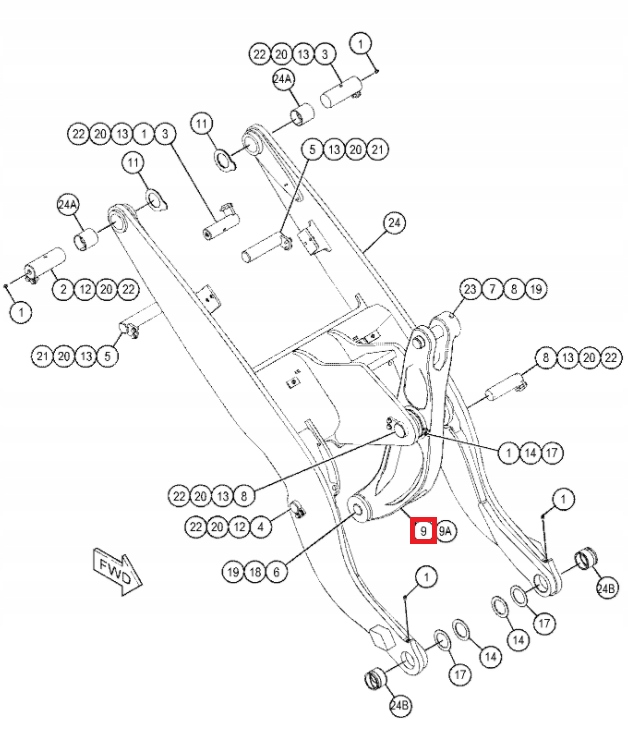 TULEJA PRZEDNIEGO RAMIENIA CAT 906 907 908 2425602 Machine type Excavator Backhoe loader Loader