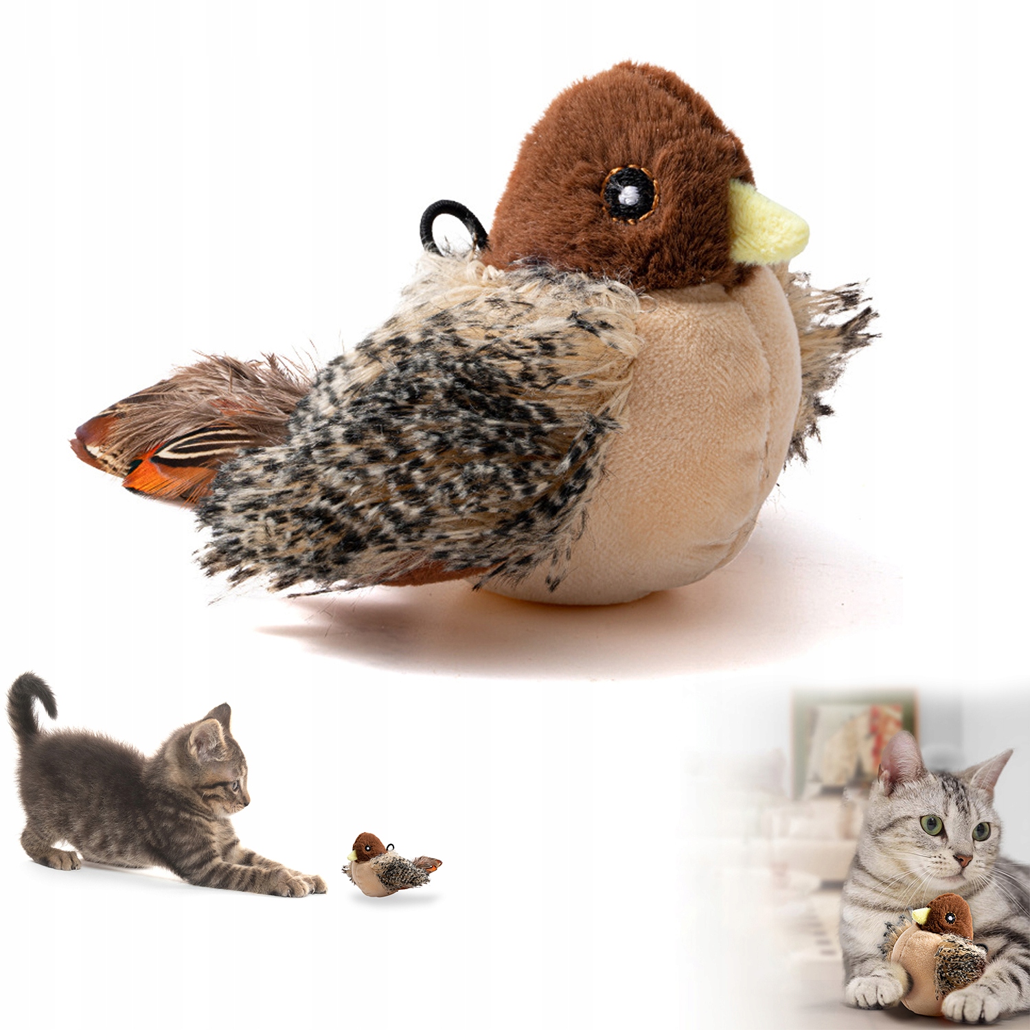 Interaktivní Hračka Pro Kočky Realistický pták Zvuk Snímač pohybu Zábava