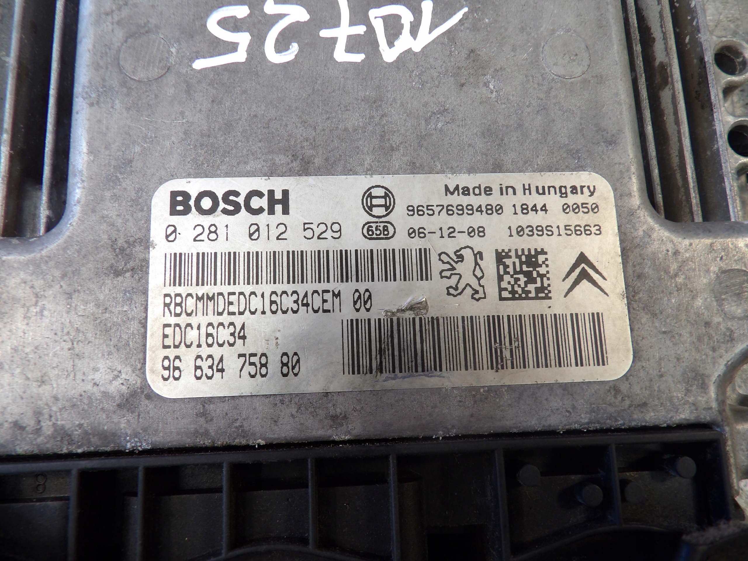 Peugeot 207 computer, control unit 0281012529 9663475880