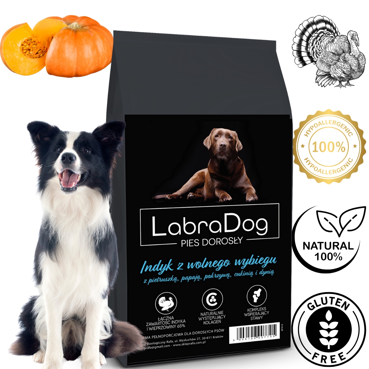 Levně LabraDog Superfood Hypoalergenní Krůta s dýní bez obilovin a kuřecího masa 12 kg