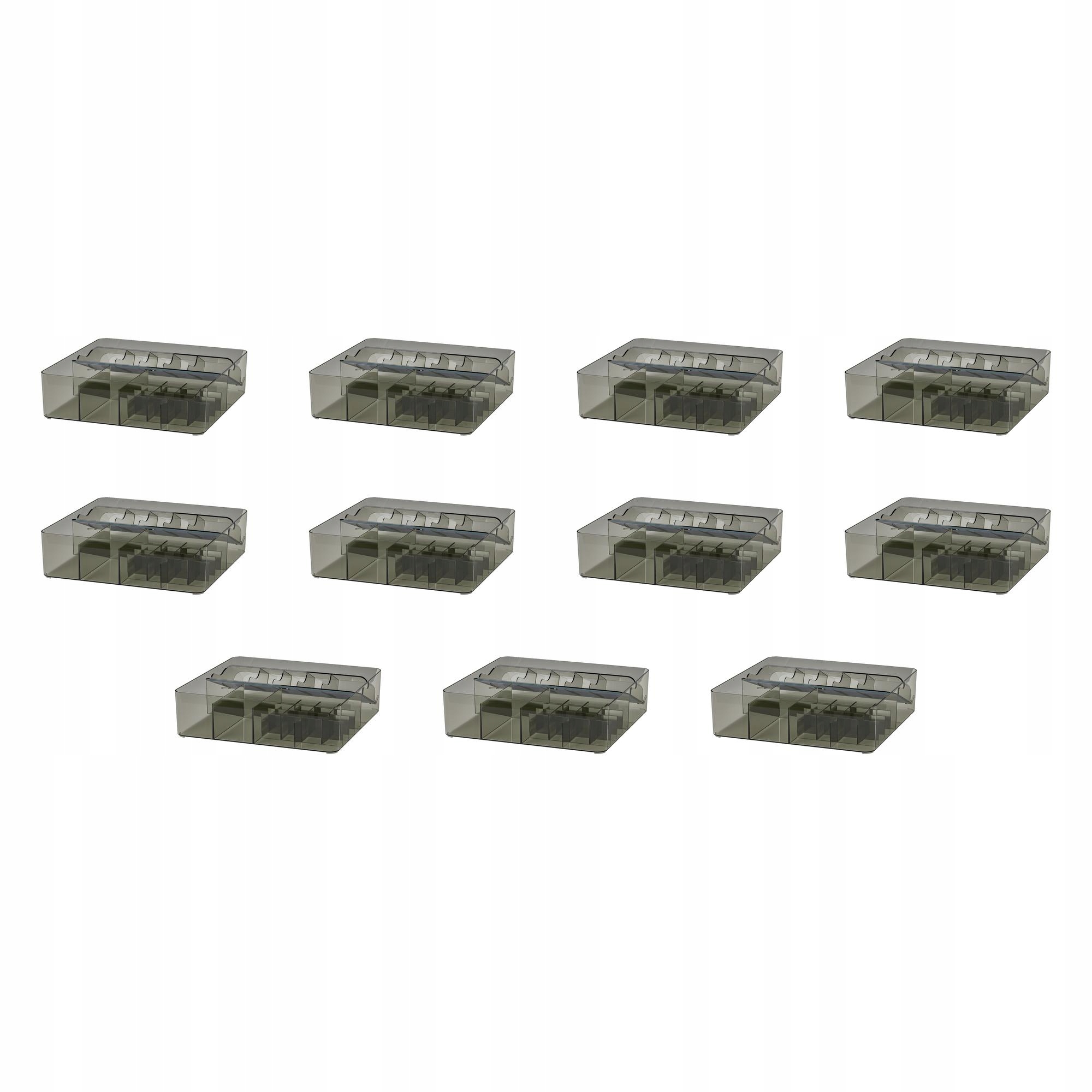 11 szt. Visslaan Pudełko z przegródkami szary 32x31x9 cm
