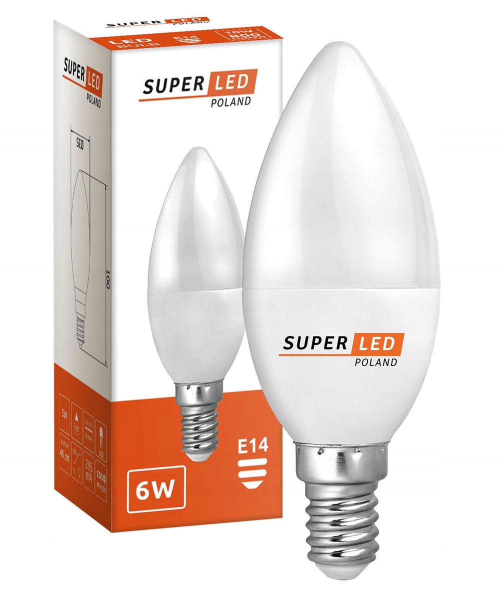 

Żarówka Led E14 C37 6W =60W Smd 630lm CCD świeczka