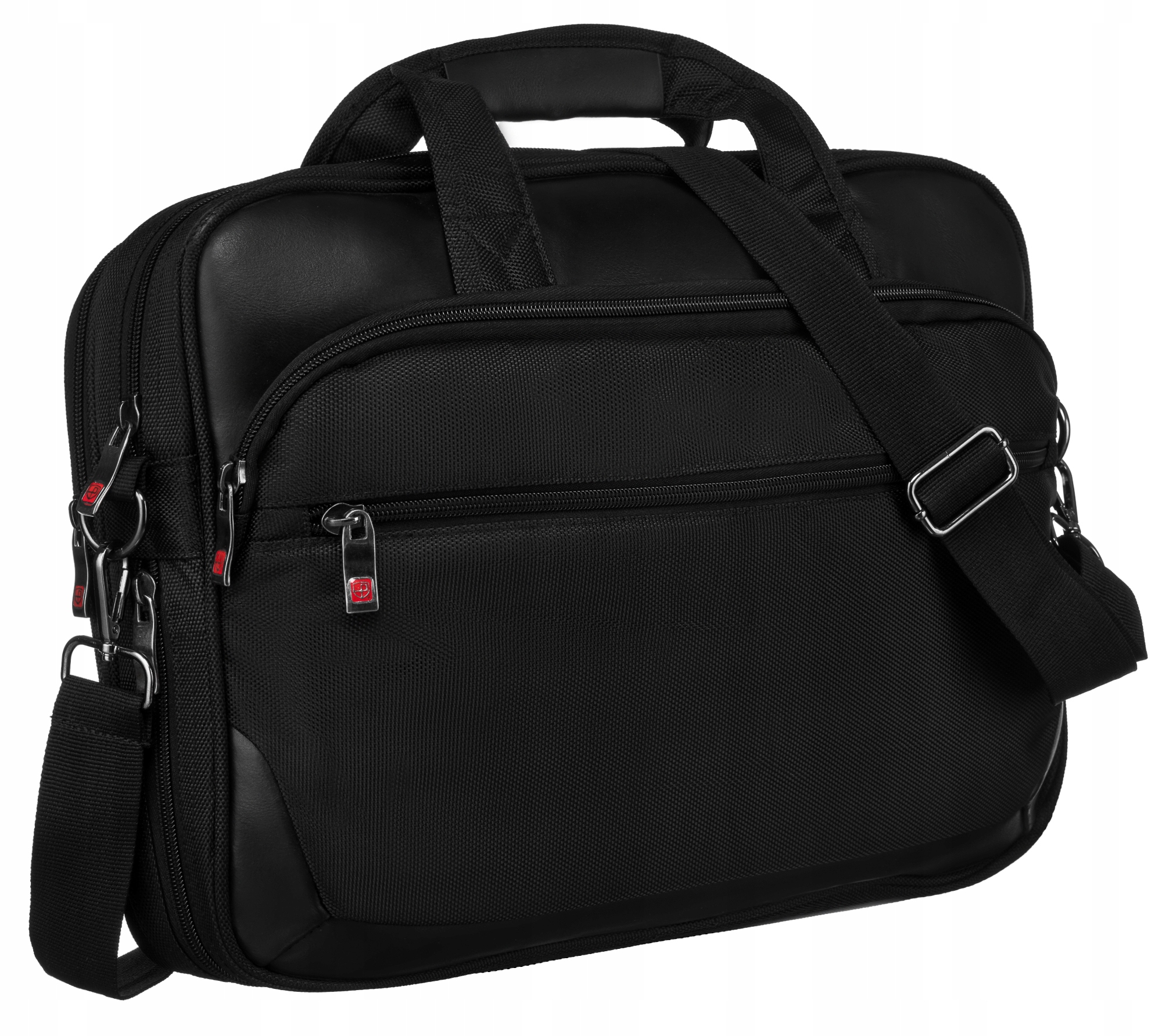 Torba skórzana na laptopa 15" cali Peterson czarna pokrowiec duża skóra