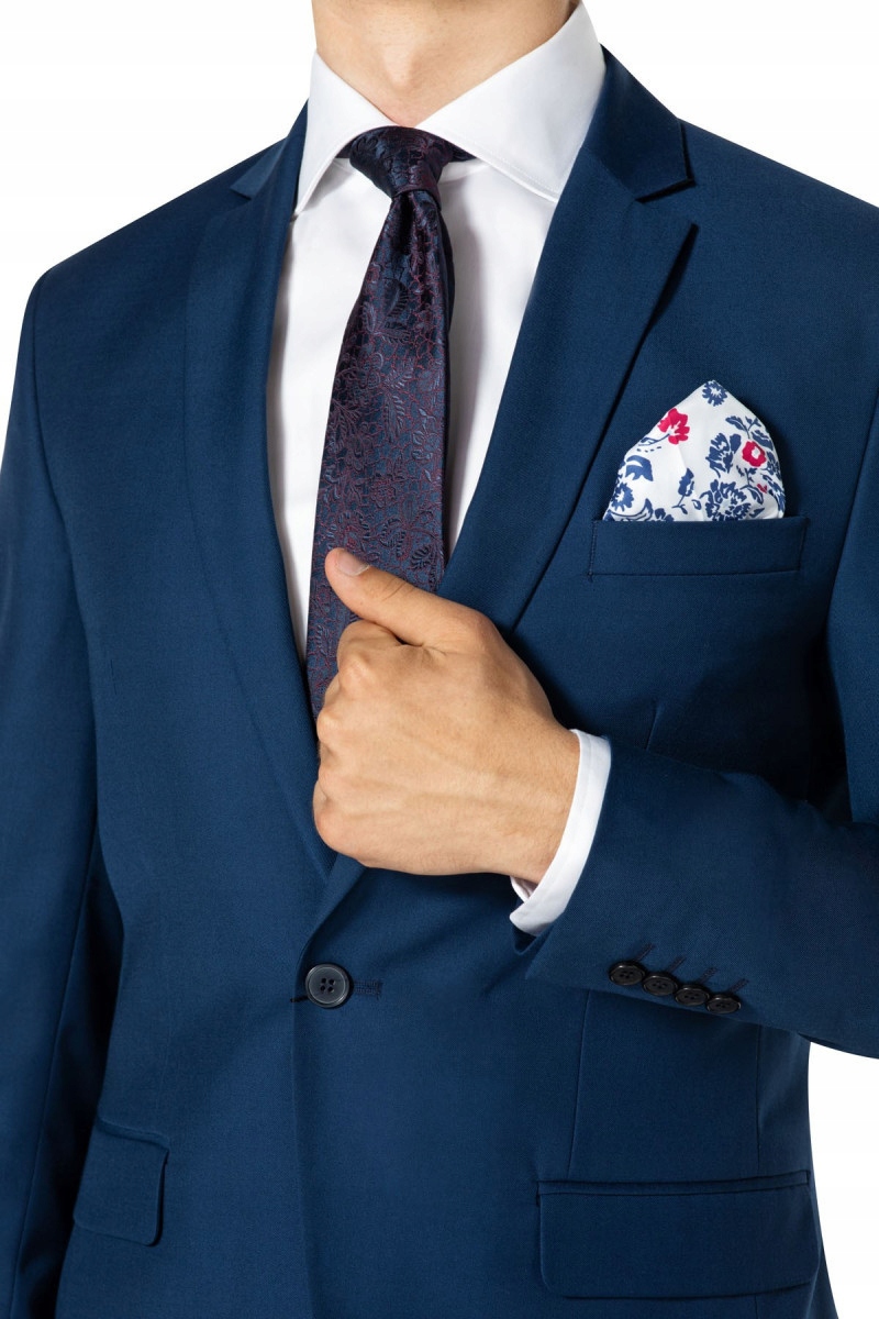 Tmavě modrý pánský oblek Slim Fit elegantní 188/62 Villaro