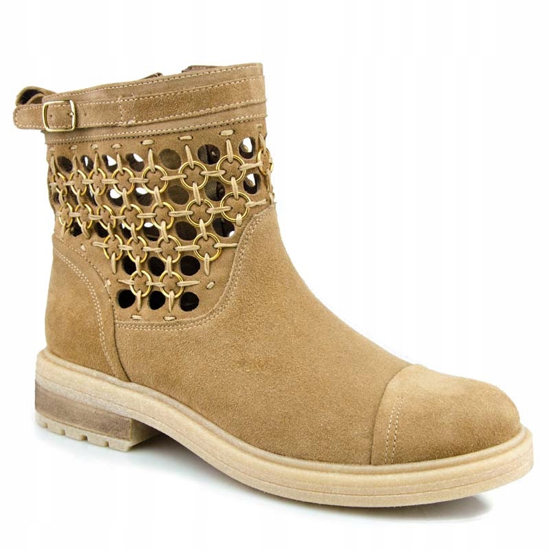 CARINII B7047 WORKERY TRAPERY SKÓRA ZAMSZ BEŻOWE