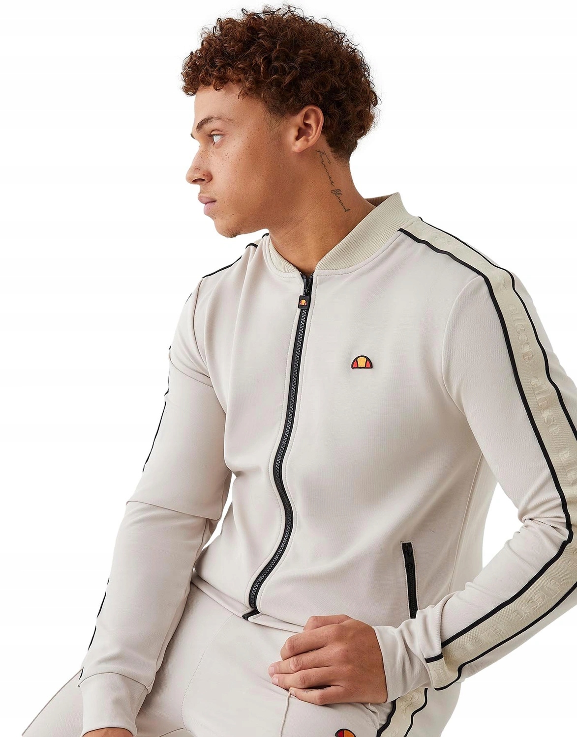 pánská mikina Ellesse bez kapuce rozepínací Altobelli béžová track top