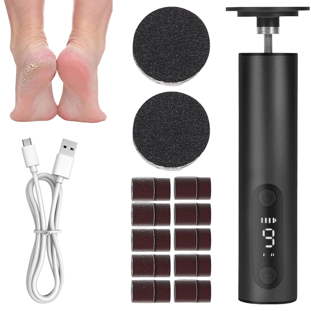 Pilník Na Nohy 9 rychlostních stupňů LCD Usb-c 1200 mAh 10 kotoučů 80/120 Dom Eko Výkon 5V