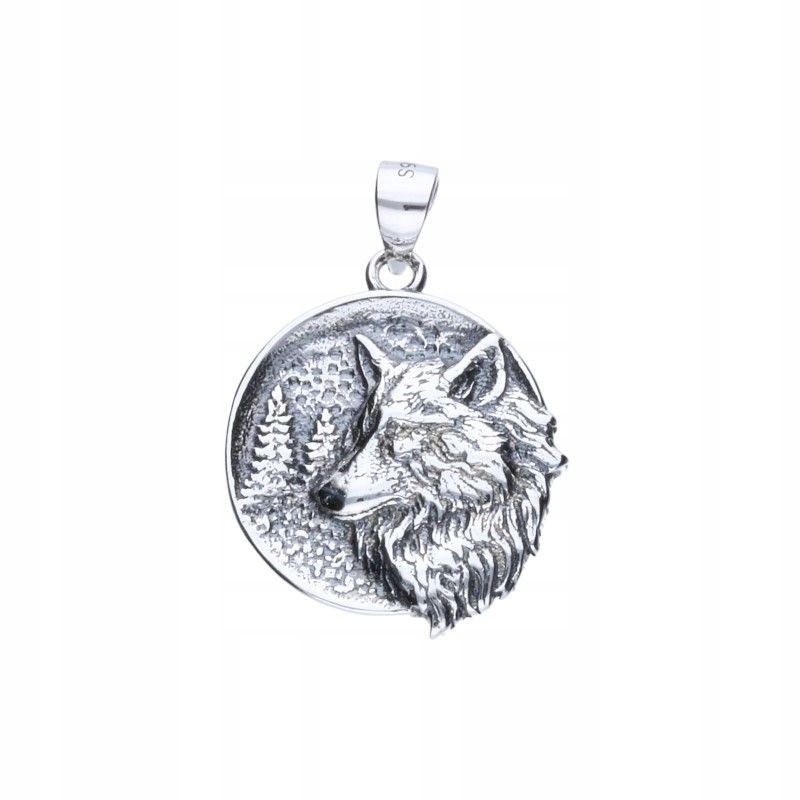 Stříbrný přívěsek Vlk 925 Oxidovaný Průměr 18 mm 4.34 g Přívěsek na řetěz
