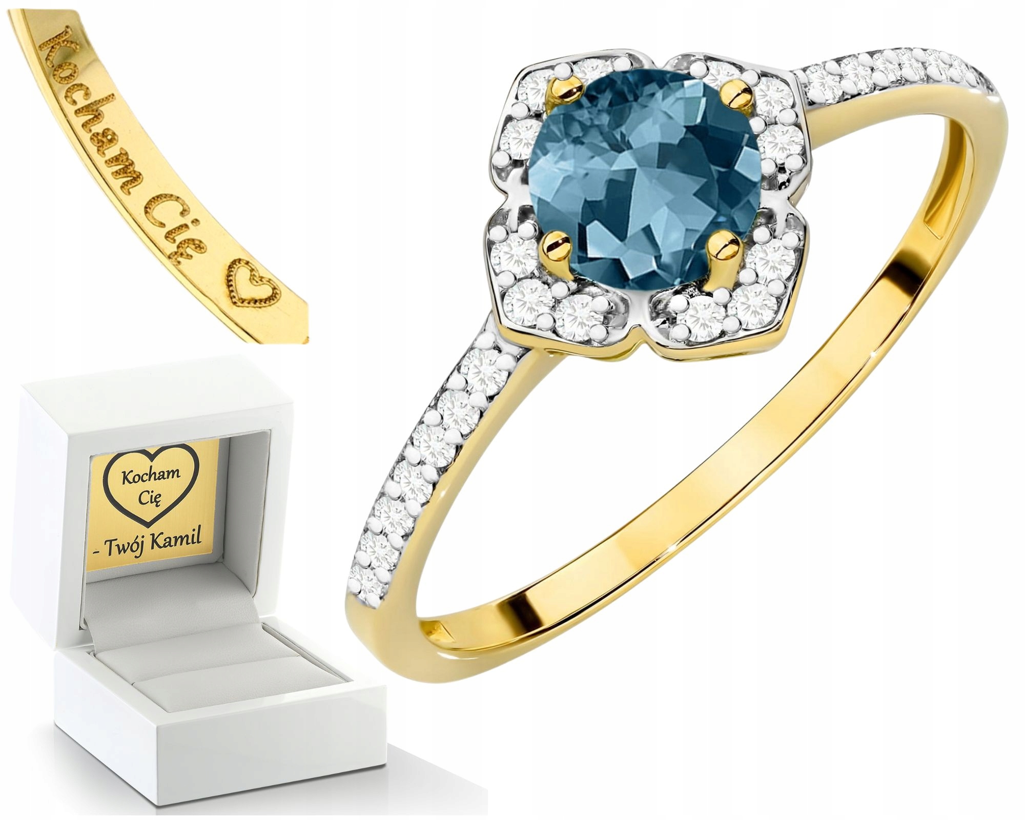 Zlatý Prstýnek S Londýnským Modrým Topazem A Ryzost 585 14K