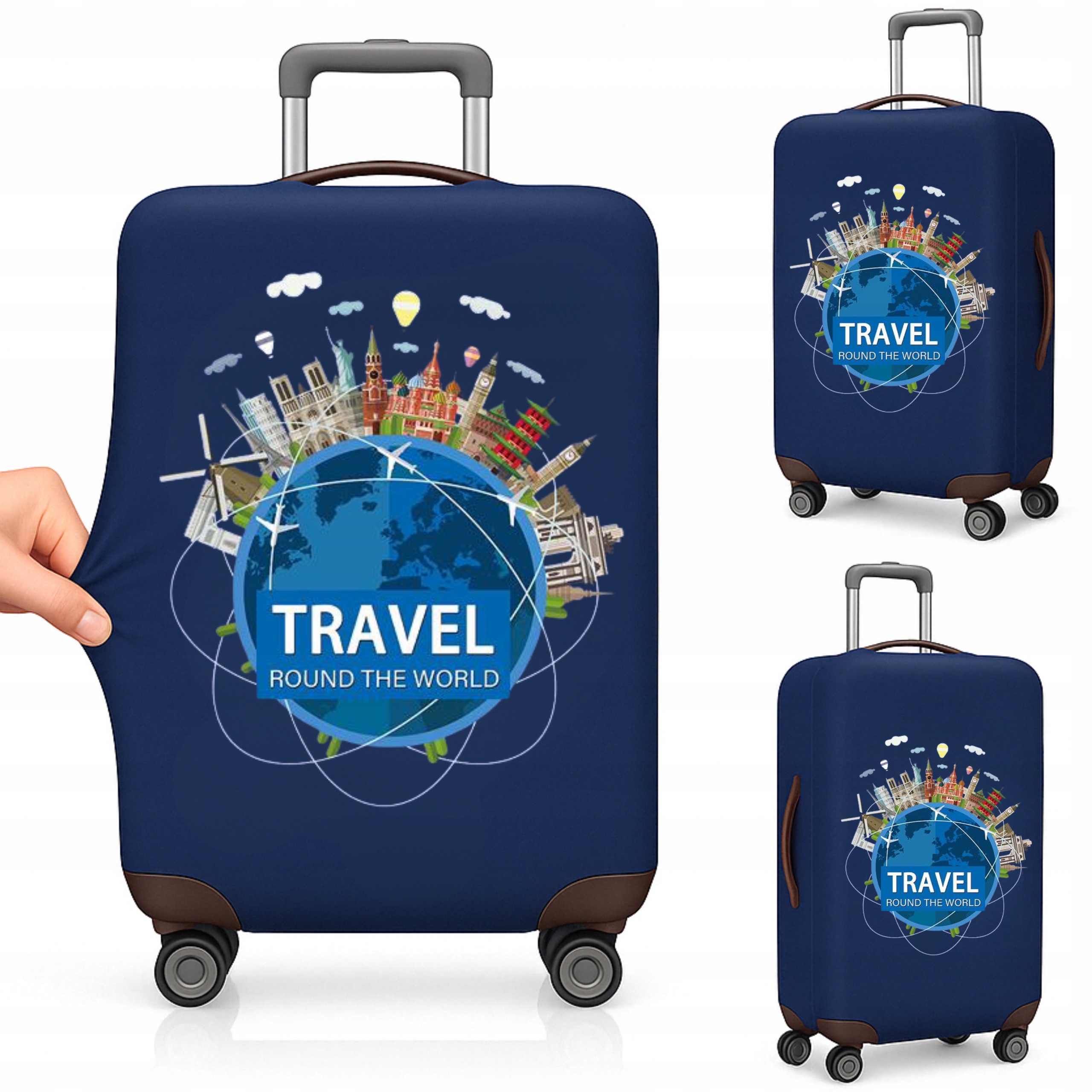 Pokrowiec Ochronny na Walizkę Podróżną Duża M Etui Bagaż 62x43x27cm P10