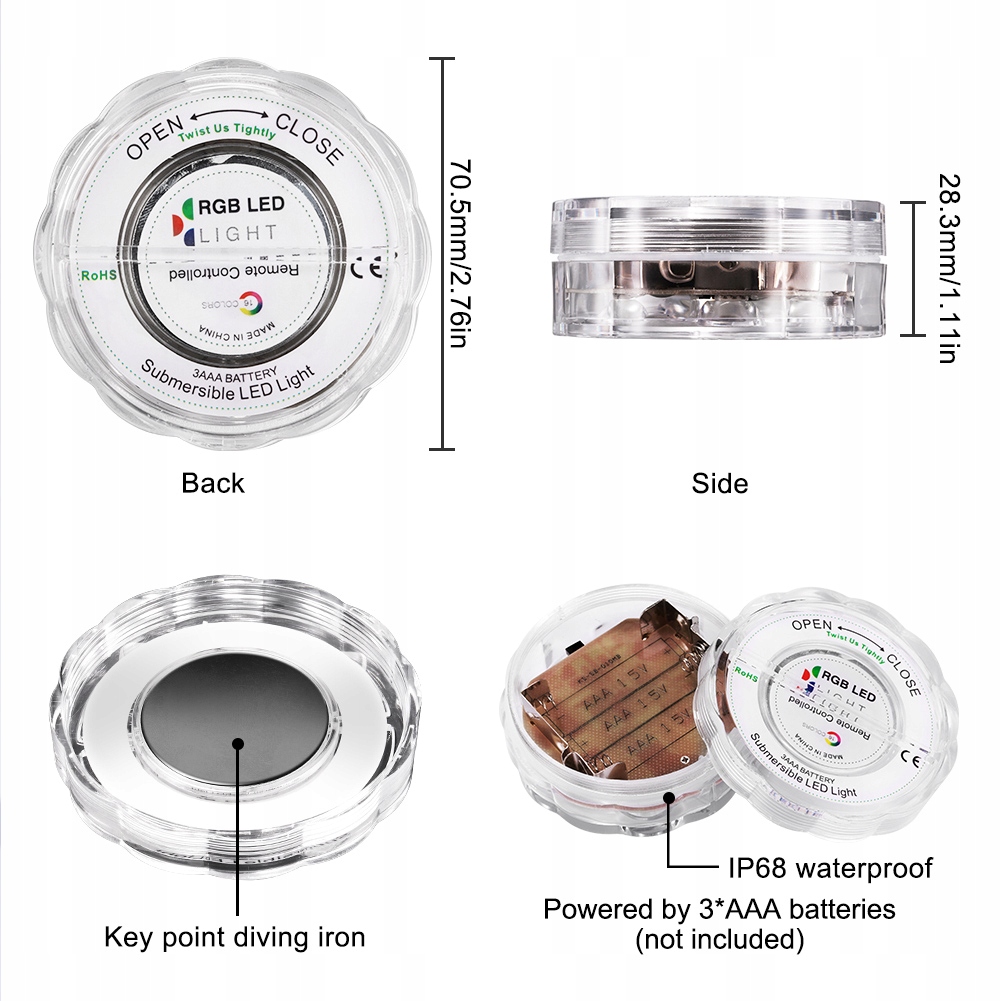 4x LAMPA BASENOWA LED RGB BASEN ŚWIATŁO PILOT Marka bez marki
