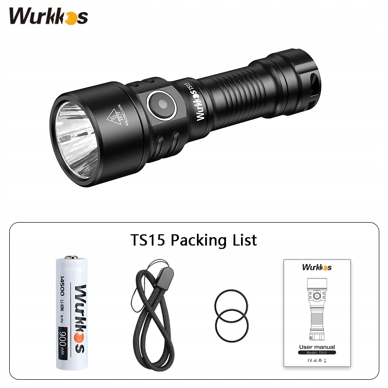 Wurkkos TS15 Mini latarka 900 lm akumulatorowa latarka Led 14500/AA IP68