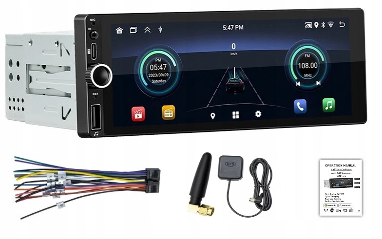 Radio uniwersalne 2 GB 32 ROM ANDROID 1DIN 6.9'' BT GPS WIFI ZEST. GŁOŚN