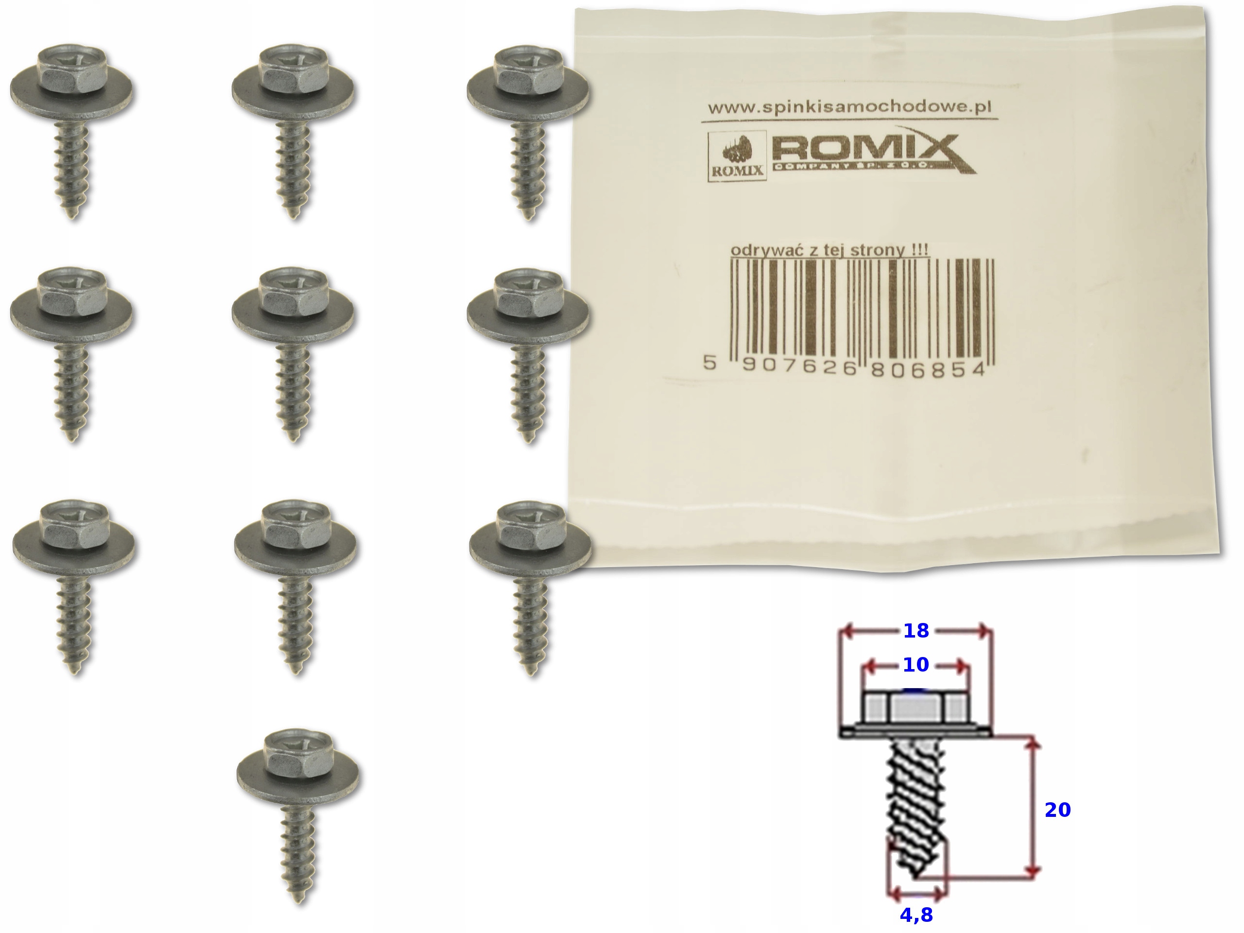 

Lexus IS200 IS300 99-05 Wkręt Spinka Nadkoli 10x