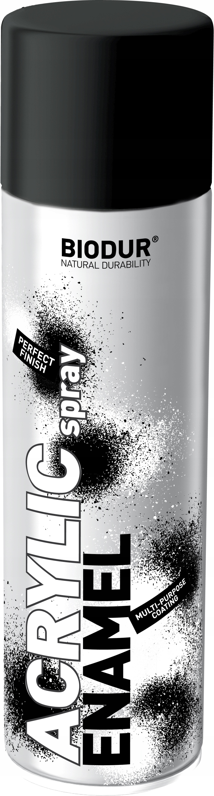 Spray Sprej Lakier Akrylowy Czarny Mat RAL9005 Szybkoschnący 500ml Biodur