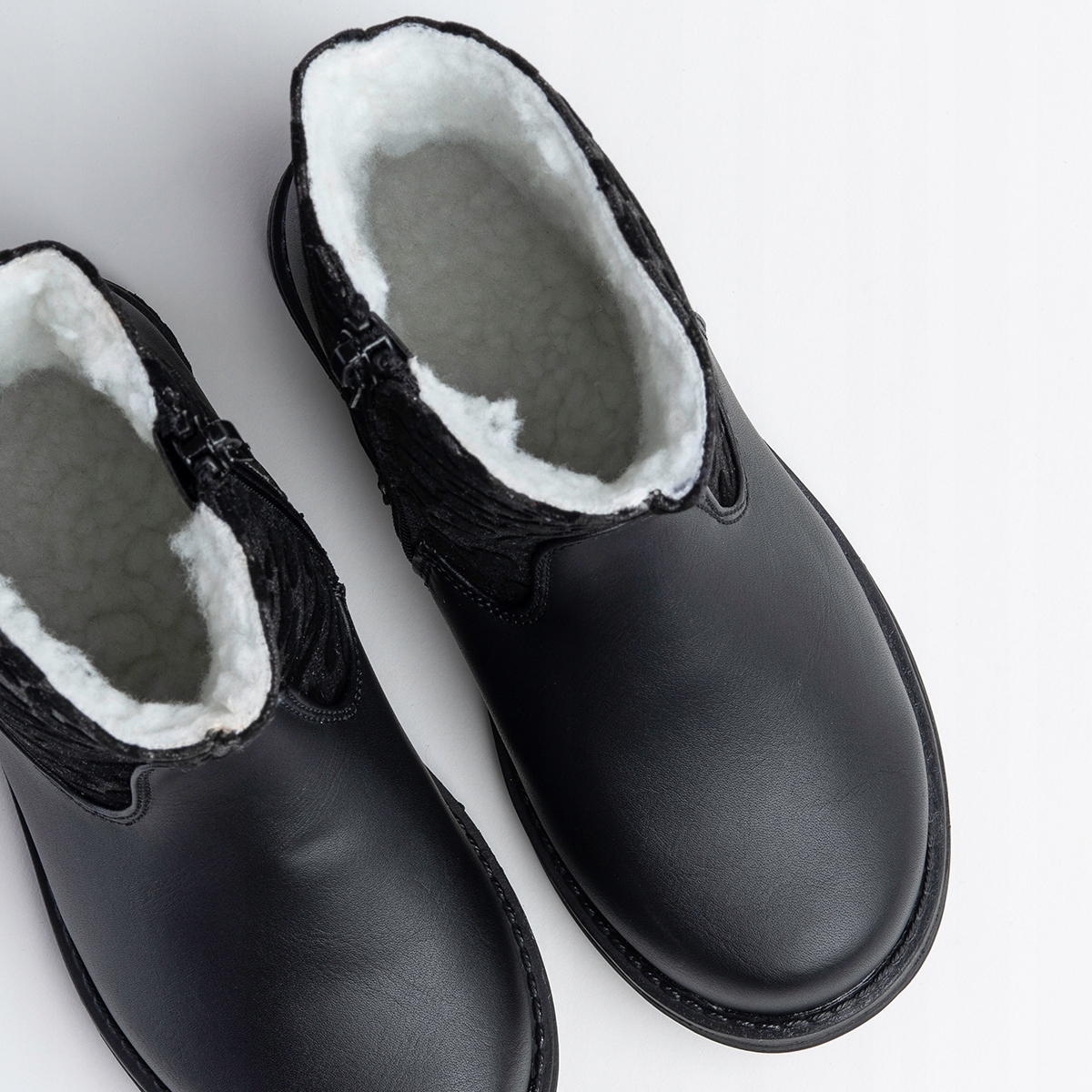 Botki trzewiki OCIEPLANE kożuszek WYGODNE miękkie SUWAK urocze Wojtyłko Długość wkładki wew. 21.5 cm