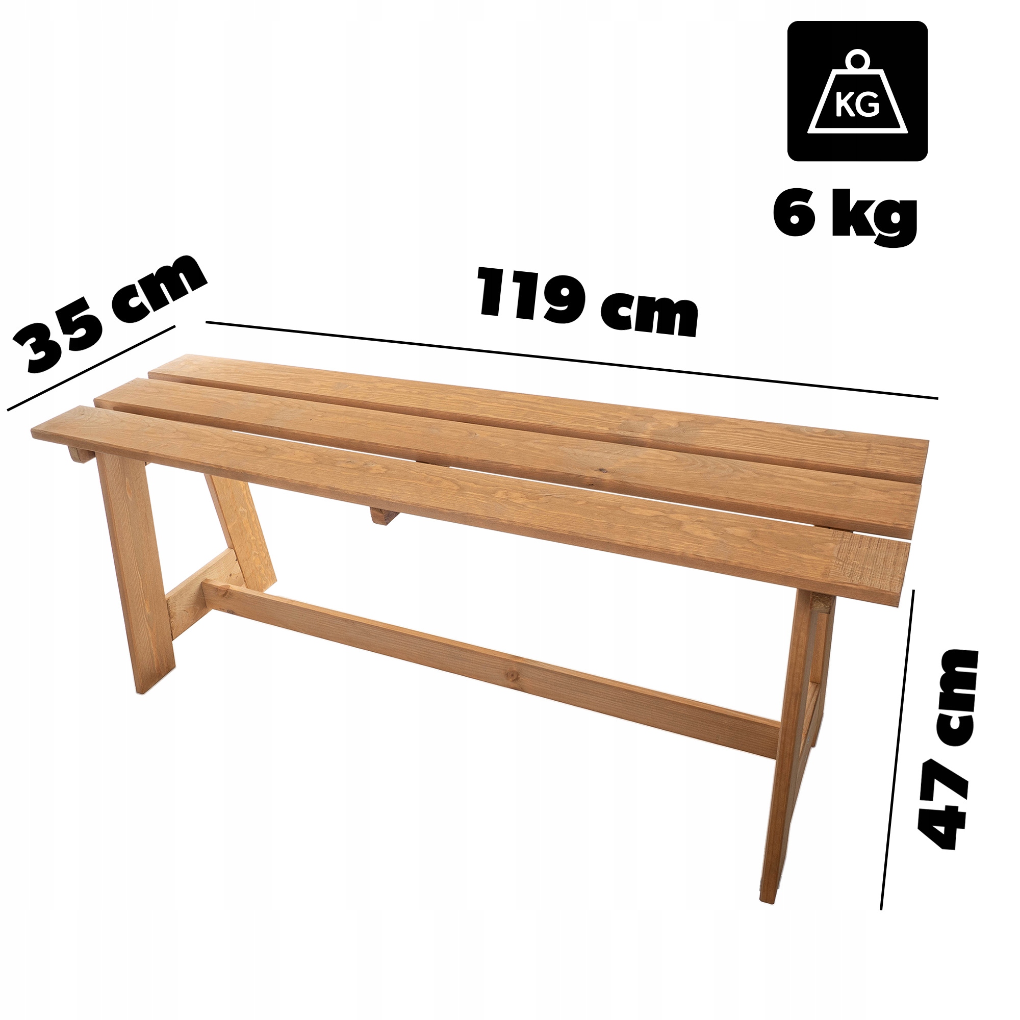 ŁAWKA OGRODOWA DREWNIANA PARKOWA BEZ OPARCIA 119 CM ŁAWECZKA TARAS SOLIDNA Kod producenta K10080