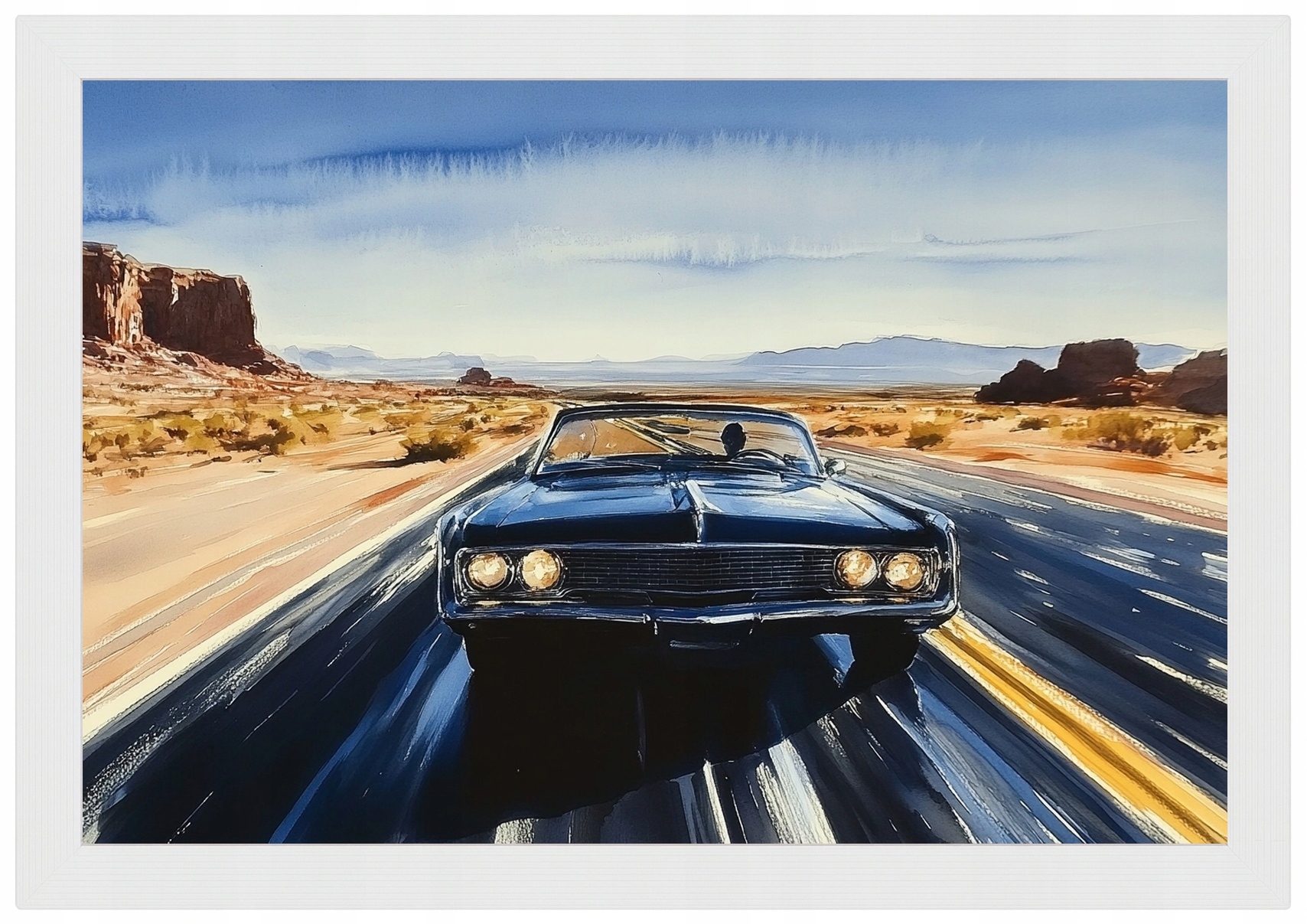Plakát Rámeček Na Plakát Muscle Car Pouštní Silnice Vintage Retro Usa 60x40