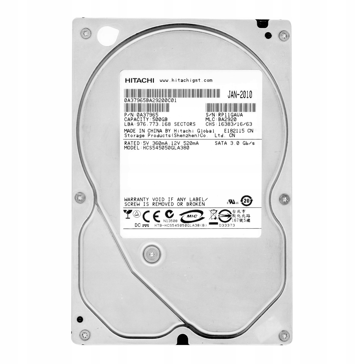 CinemaStar 5K500 500GB 5640RPM 8MB Sata II 3.5'' HCS545050GLA380
