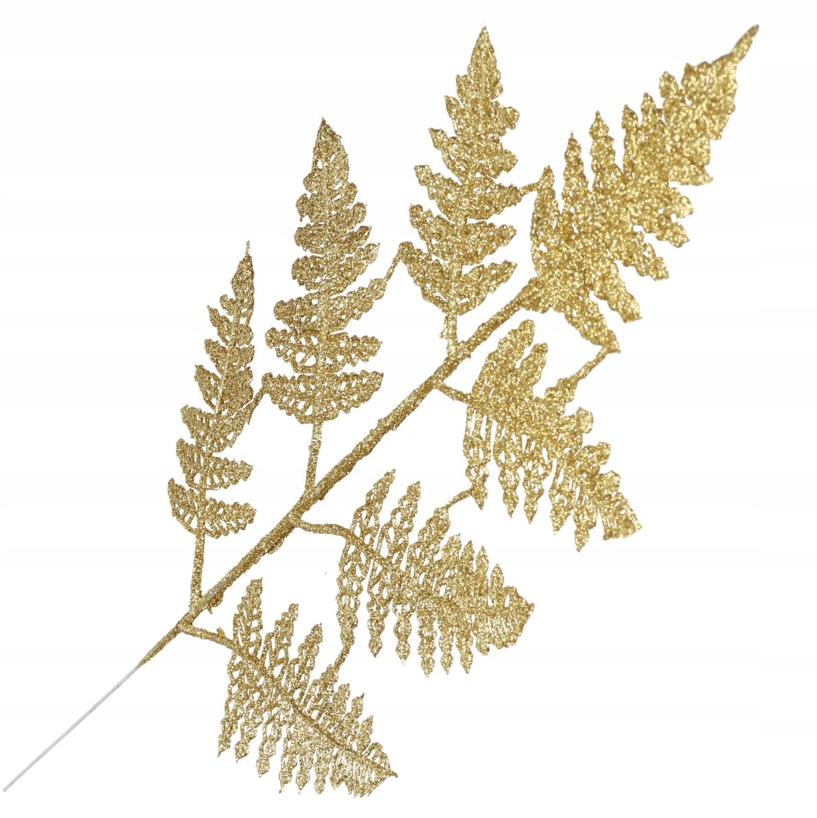 GAŁĄZKA DEKORACYJNA ZŁOTA LIŚCIE Z BROKATEM 39CM