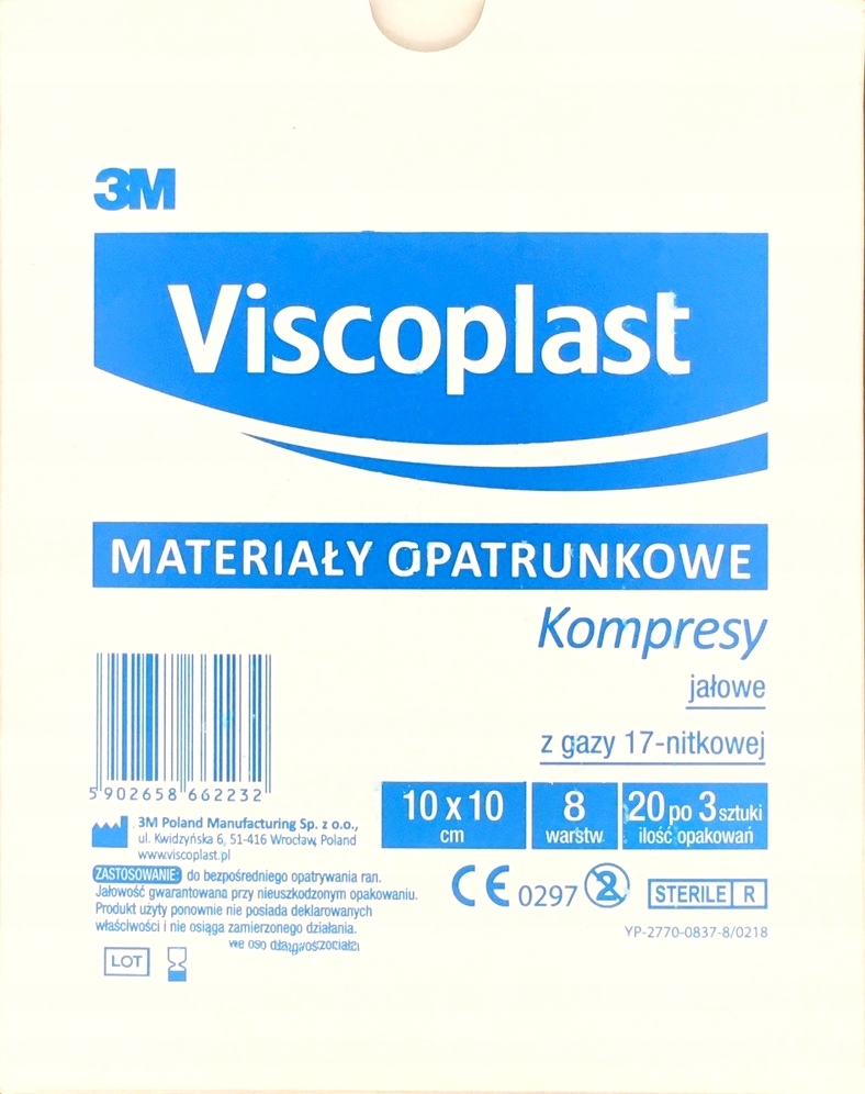 

20 szt Viscoplast Jałowe kompresy gazowe 10x10 cm