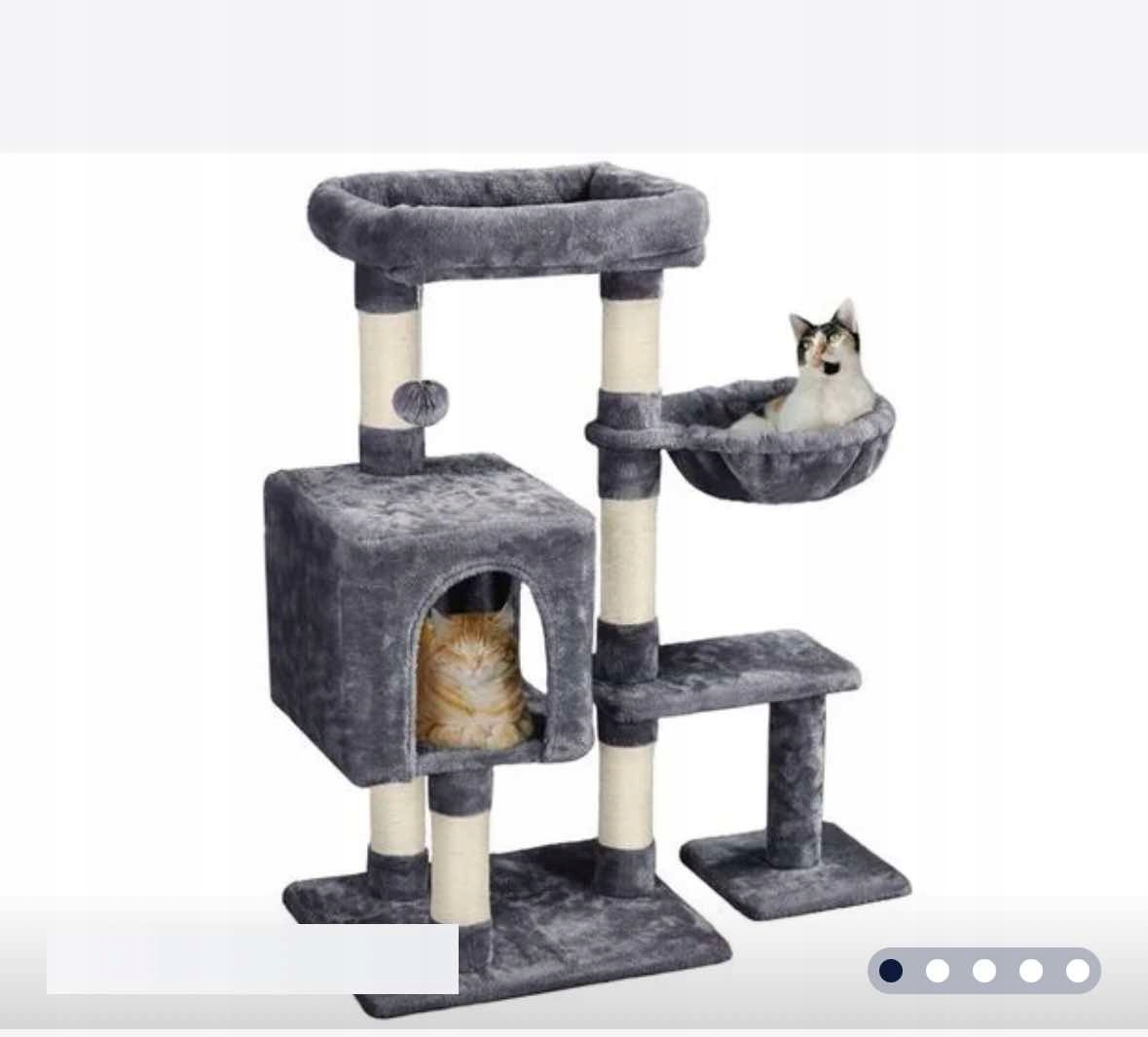 Levně Škrabadlo Pro Kočky 4 Úrovňové S Plyšovým Hřadem 96 CM, Výška Tmavě Šedé