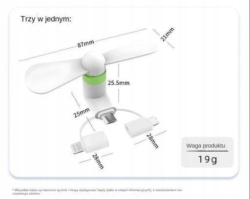 Mały wentylator USB do telefonu komórkowego Funkcje brak