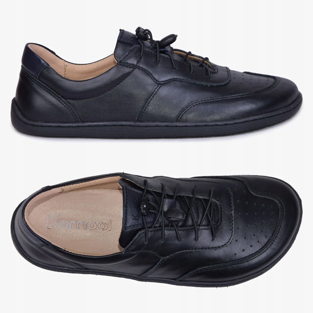 Barefoot Dámské Široké Kožené Boty Černé Kampol 37