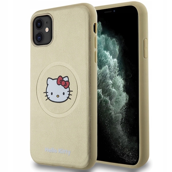 Pouzdro Hello Kitty HKHMN61PGHCKD pro iPhone 11 Xr 6.1" zlaté/zlaté, tvrdé kožené