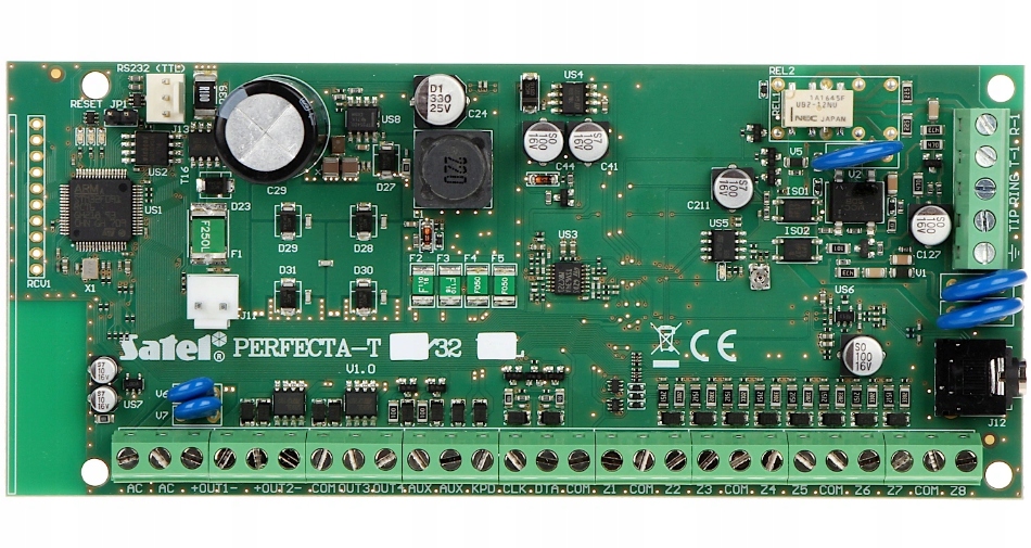 Doska pre zabezpečovaciu ústredňu PERFECTA-T-32 Satel, dve zóny, časovače 8