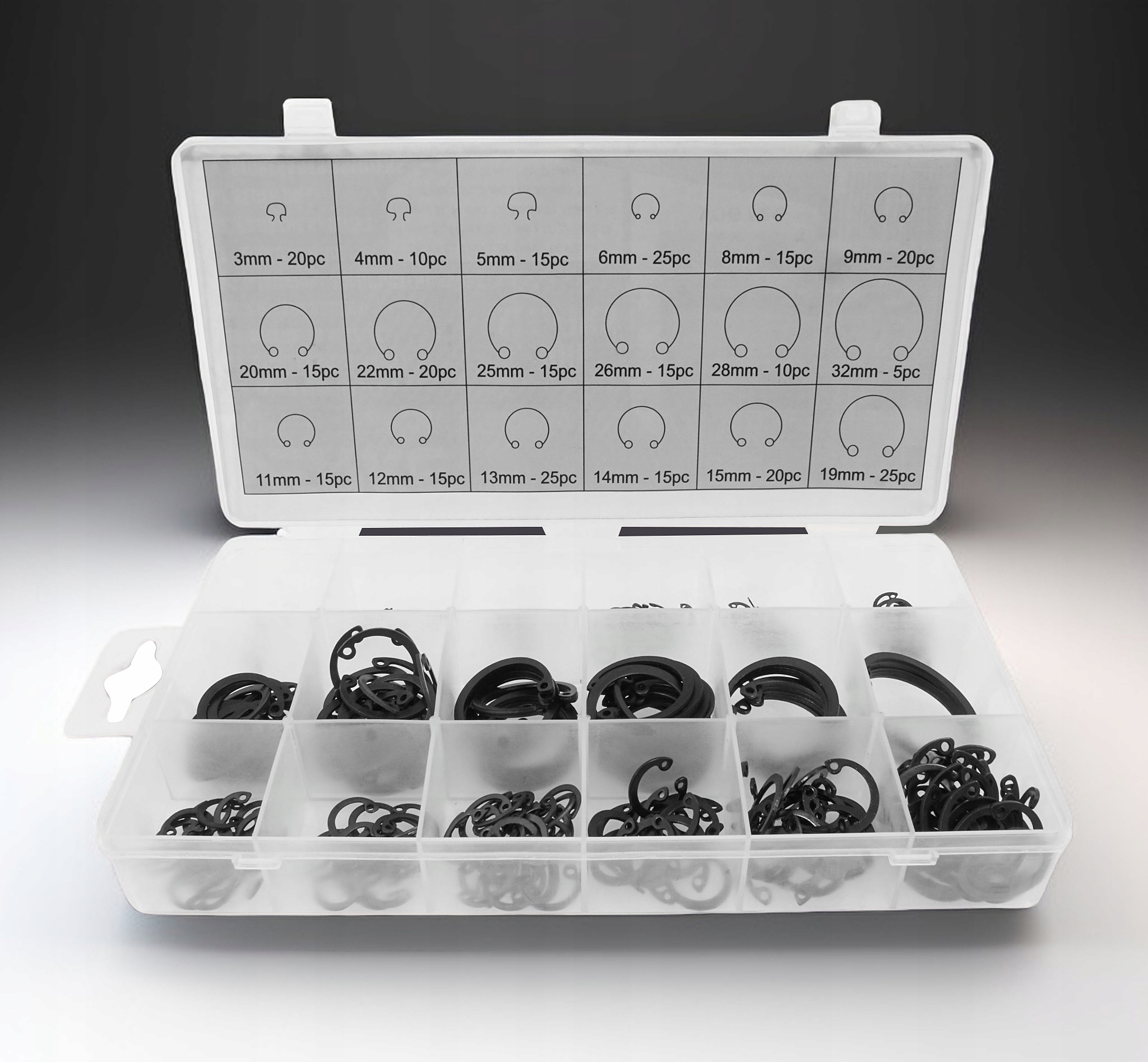 PIERŚCIENIE SEGERA WEWNĘTRZNE SEGERY OSADCZE ZESTAW PIERŚCIENI WEWNĘTRZNYCH Kod producenta V06726