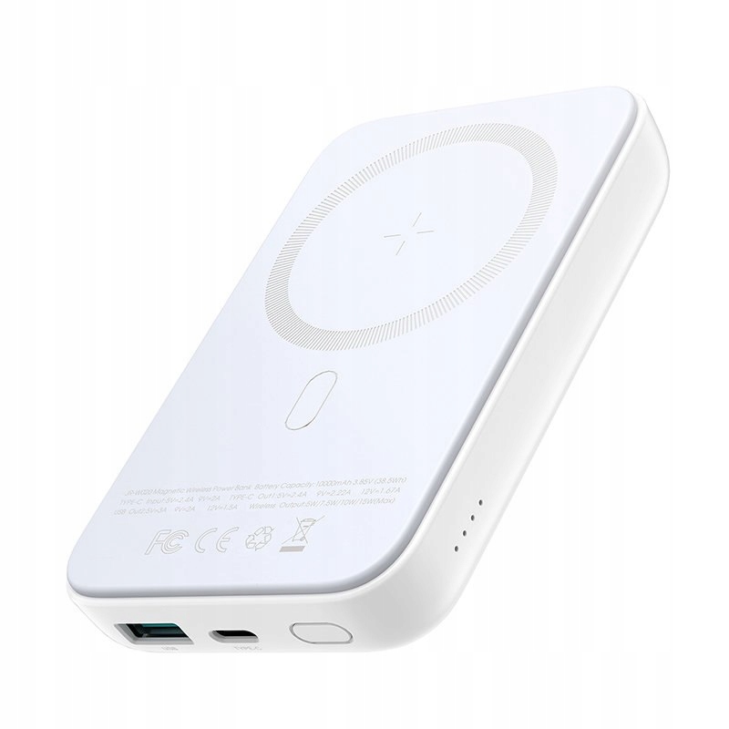 Mini Power Bank 10000 mAh magnetický s nabíječkou Qc Pd Usb Usb-c bílý