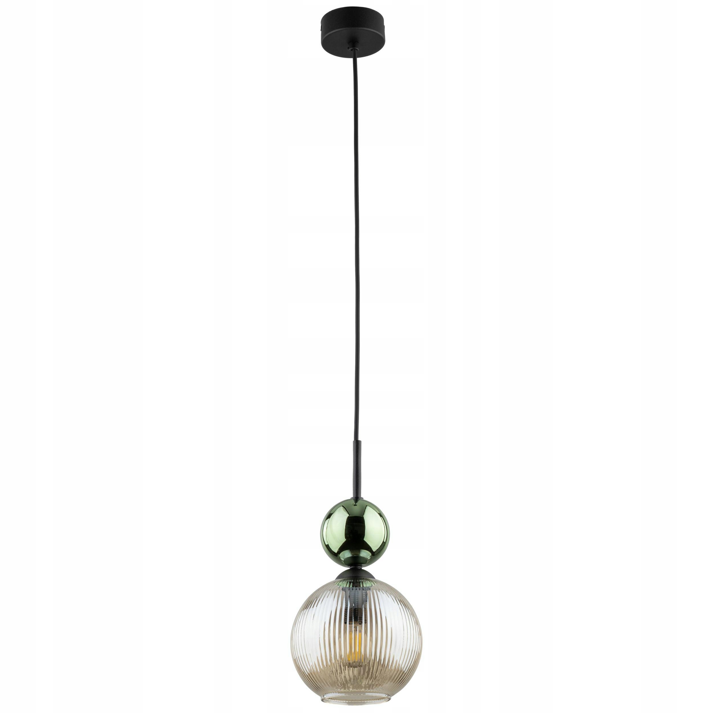 Závěsná lampa Sophia černá zelená stínidlo béžová 1xE14 koule Glamour IP20