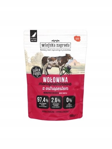 4x Wiejska Zagroda Krmivo pro psy Monoproteinové hovězí maso 500 g