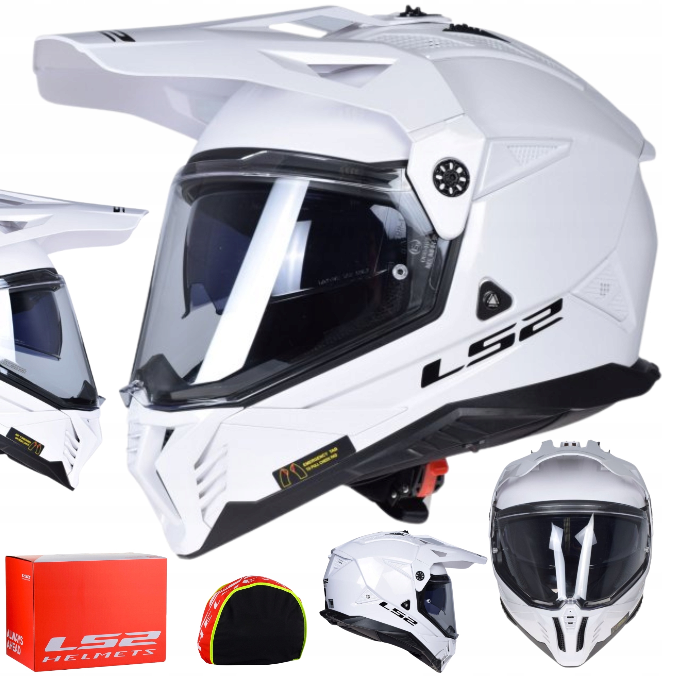 Motocyklová prilba LS2 Pioneer II White Gloss Štvorkolka Cross Enduro MX702