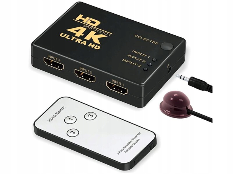 

Switch 3 Porty Hdmi Rozdzielacz 4K Ultra Hd Pilot