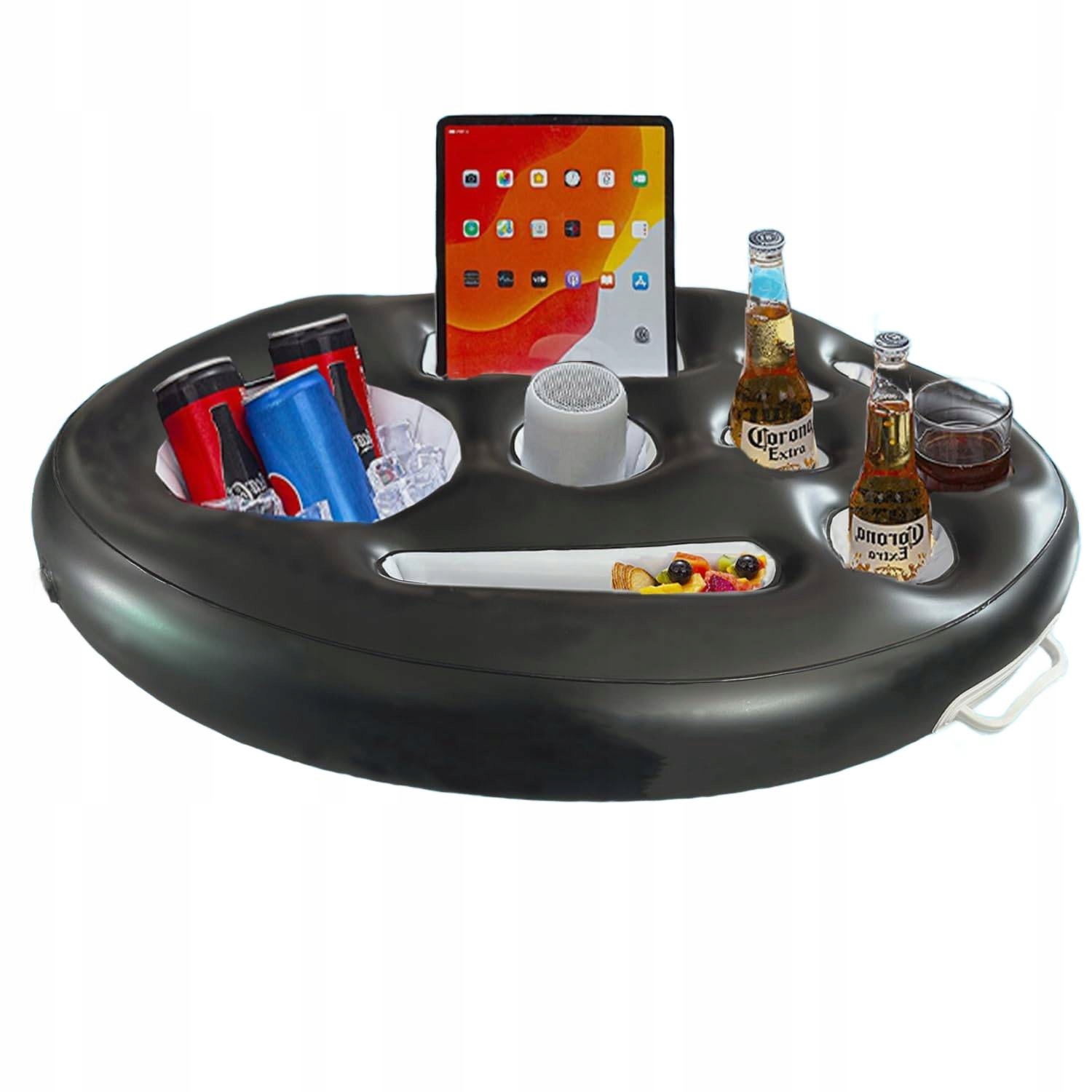 PŁYWAJĄCY STOLIK DO BASENU JACUZZI DMUCHANY BAREK NAPOJE DRINKI CZARNY