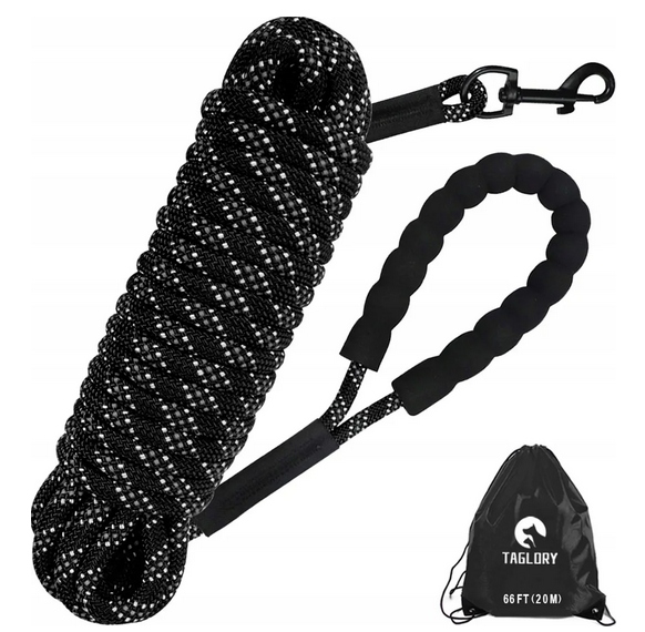 Levně Dlouhá vodítko pro psa 20 m černá pro učení a procházky