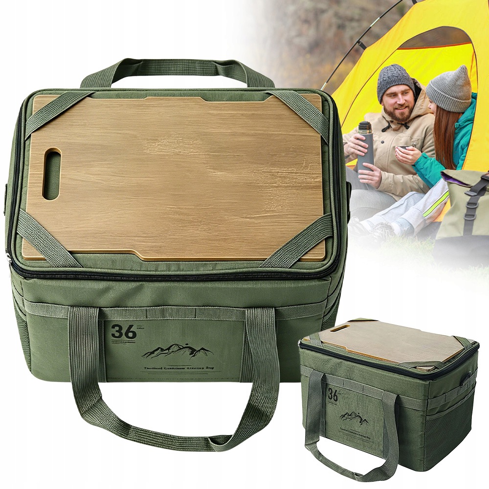 Taktyczna Torba Kempingowa 36L Organizer Z Blatem Zielona 42X31X26CM