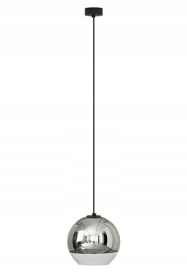 Závěsné svítidlo Globe Plus Černé Stříbrné Skleněné Stínidlo 1xE27 20 cm Stropní