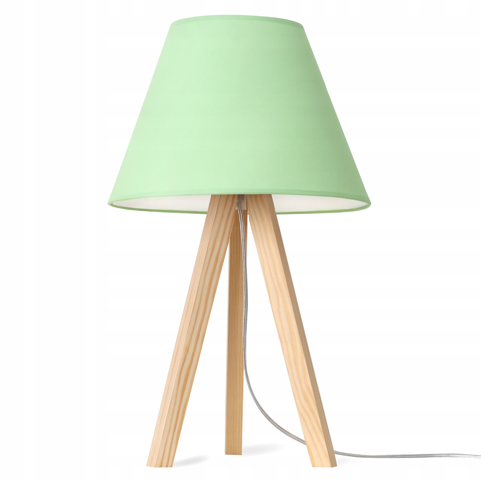 Noční Lampa Stolní Lampa Trojnožka Dřevěná Se Zeleným Stínítkem Kužel