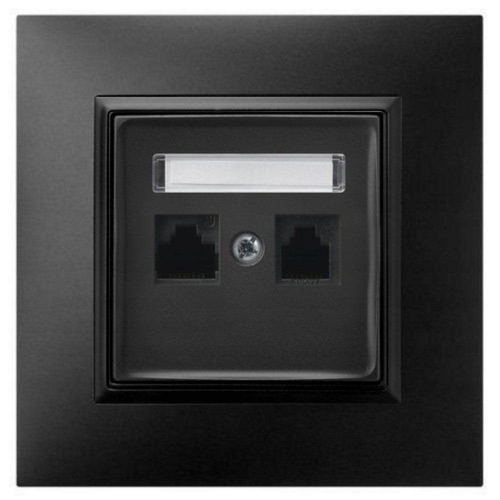 GNIAZDO INTERNETOWE 2X RJ45 CZARNY OSPEL ARIA