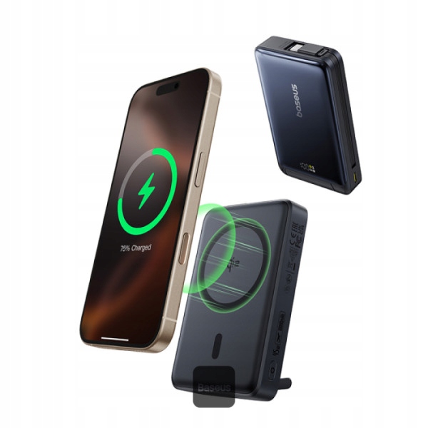 Baseus Powerbanka PicoGo Qi2 10000mAh 45W s káblom Usb-c čierna