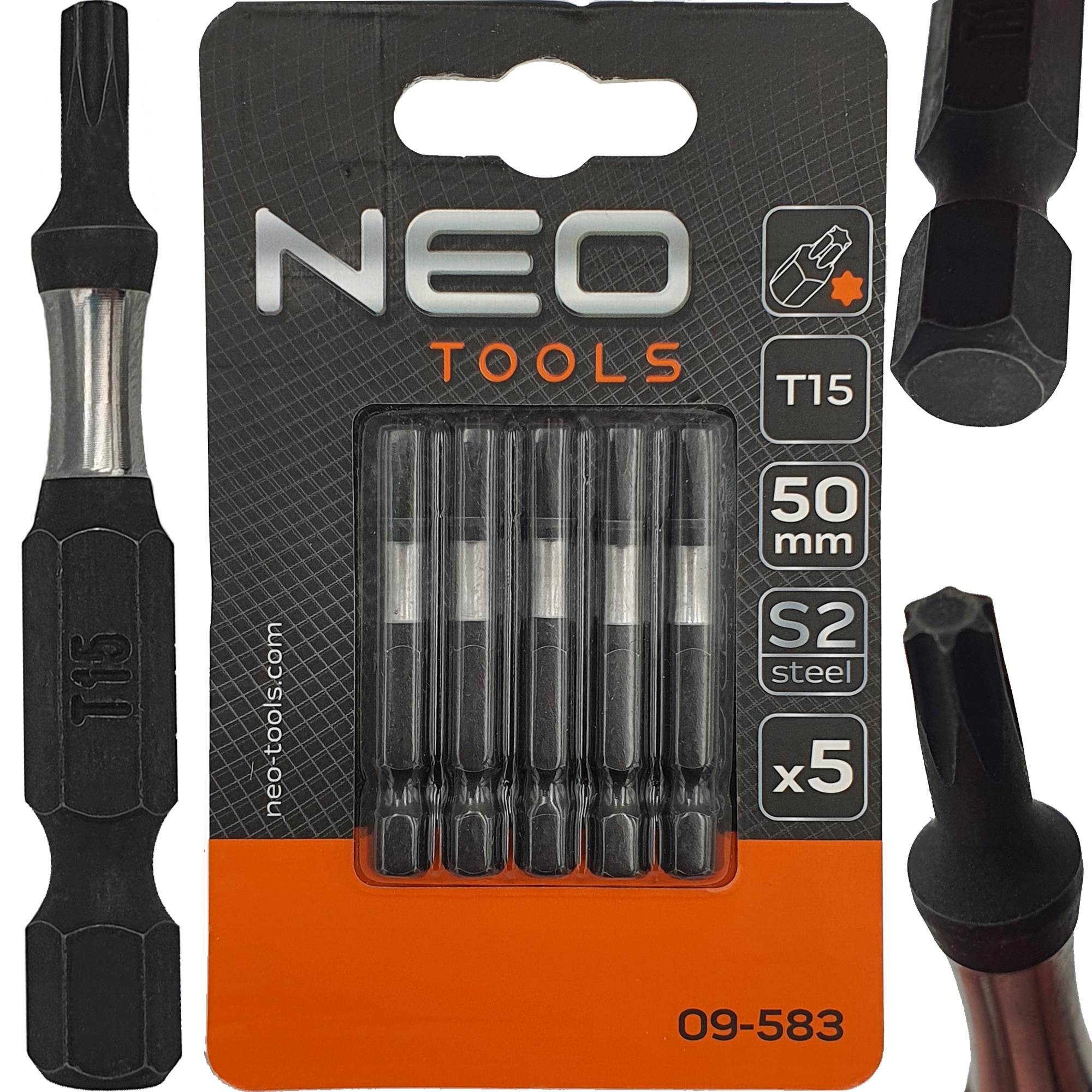 BIT KOŃCÓWKA UDAROWA TORX T15 50mm NEO TOOLS 5szt