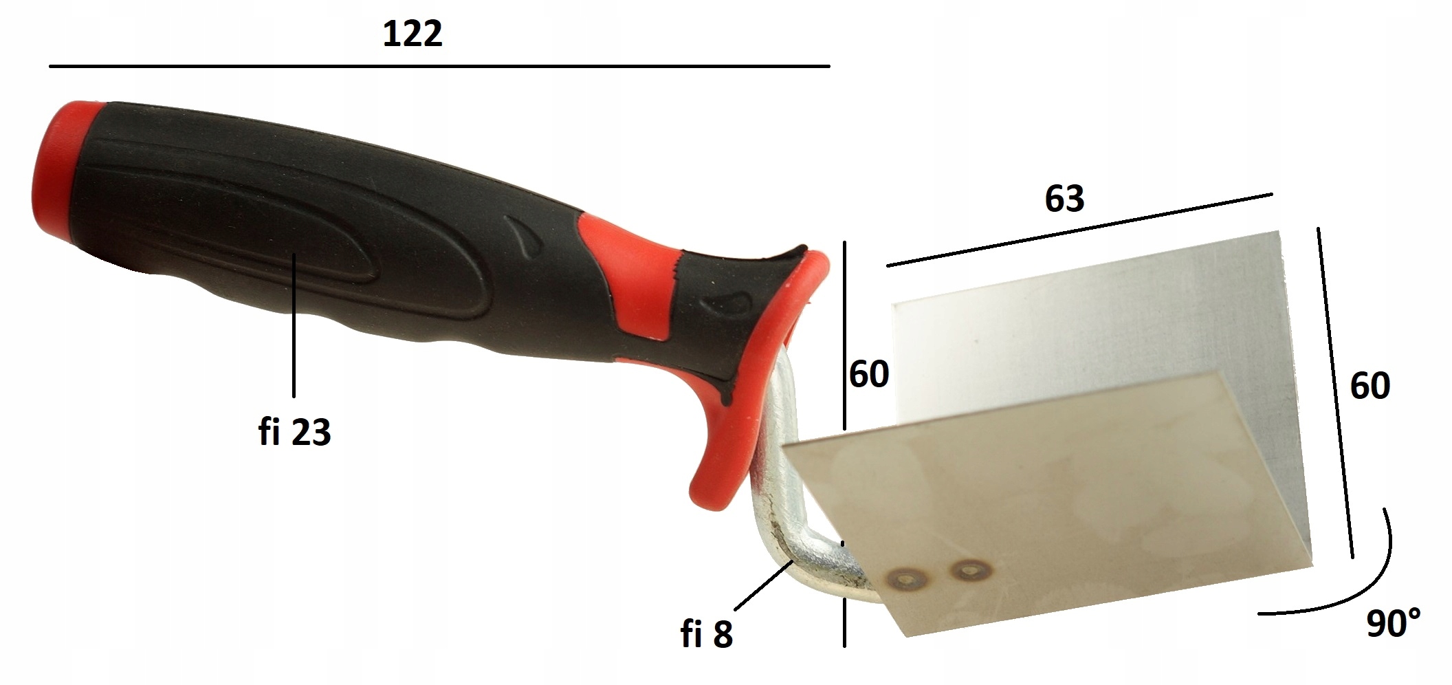 KIELNIA KĄTOWA WEWNĘTRZNA 63x60 ROGÓWKA NAROŻNIK Typ kielnia