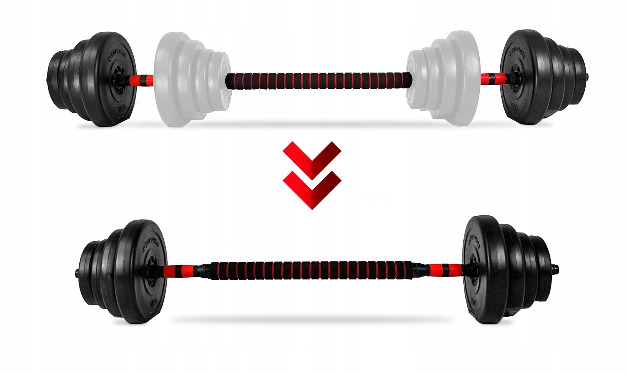 REGULOWANE HANTLE 2 x 10 KG Z FUNKCJĄ SZTANGI 20kg Model Hantle