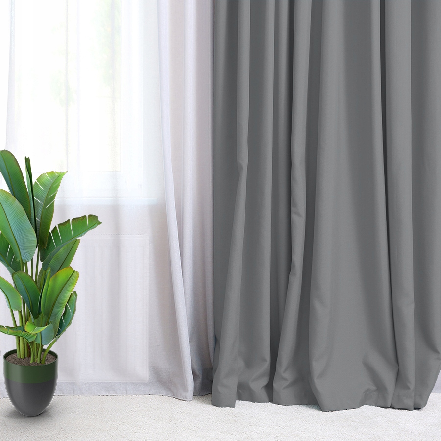 ZASŁONY BLACKOUT 200X330 C.SZARY TAŚMA Na Wymiar Wzór gładki