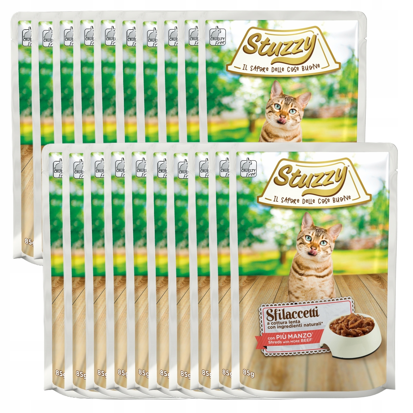Levně Stuzzy Sfilaccetti Cat Shreds Krmivo Vlhké pro kočky Hovězí 20PAK 20x85g