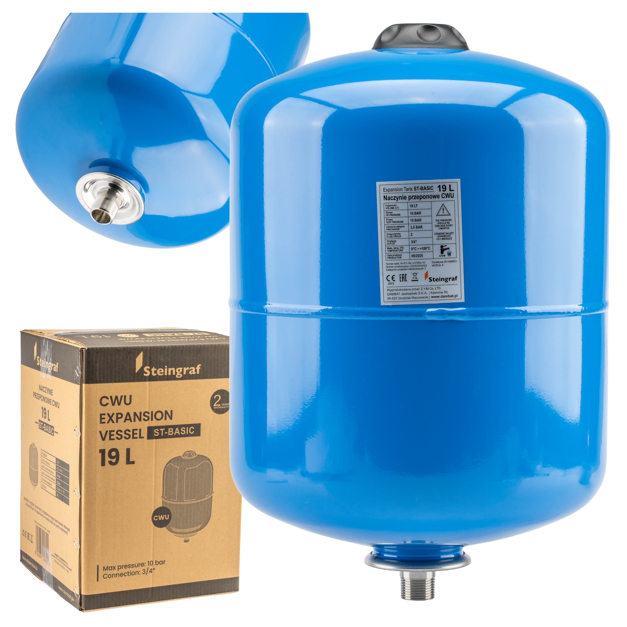 Naczynie Naczynko Przeponowe Wzbiorcze 19L Zbiornik Do Instalacji C.w.u.